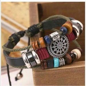 Leather Beaded Boho bracelet